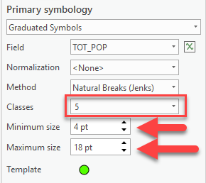 Change starting and ending sizes